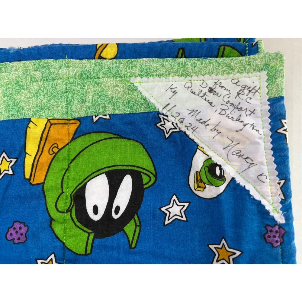 Marvin the Martian Looney Tunes Handmade Quilt Reversible Robot Space Blanket - Picture 5 of 14